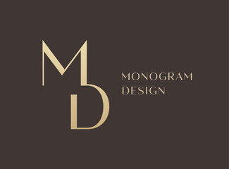 MD letter logo icon design. Classic style luxury initials monogram.