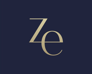 ZE letter logo icon design. Classic style luxury initials monogram.