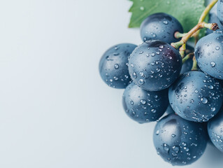 Fresh, Juicy Grapes Sparkle with Water Droplets on a Crisp White Background, Showcasing Their Vibrant Color and Refreshing Appeal.