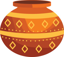 Vintage Design Clay Pot Icon in Yellow and Brown Color.