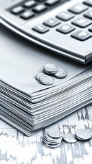 Financial Documents, Calculator, Coins