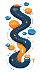 Winding Road Roadmap Timeline Infographic Business Strategy Plan.