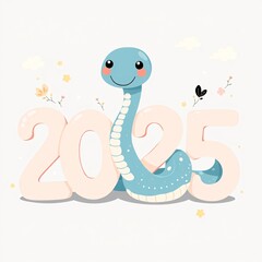 Fototapeta premium Blue snake with 2025