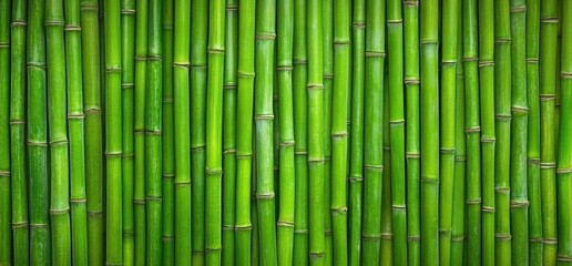 A green bamboo wall with many green bamboo sticks