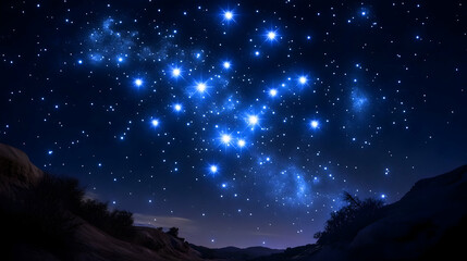 Majestic Night Sky Landscape: Starry Night and Milky Way Galaxy