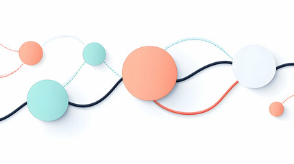 Abstract network connection graphic design, pastel circles, white background, website banner.