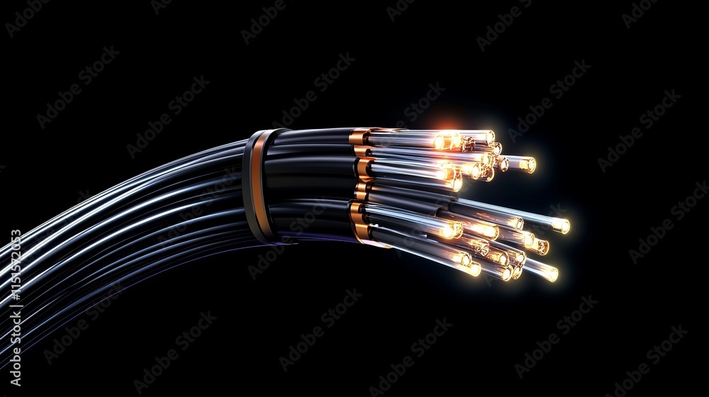 Aufkleber 3d vector illustration of a futuristic fiber optic cable composed of flexible strands carrying digit