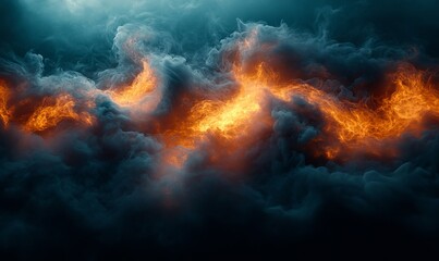 Fototapeta premium Dynamic smoke waves merging into radiant glowing compositions. Generative AI