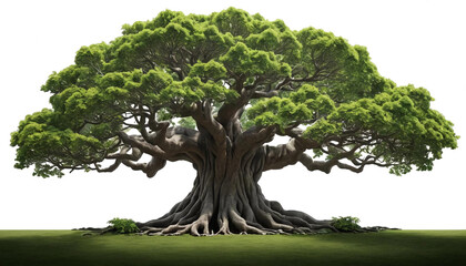 A large ancient tree isolated on white background. Suitable for marketing or business purposes. PNG file