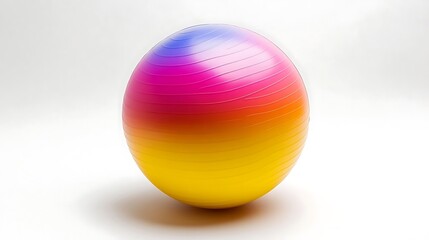A brightly colored fitness ball isolated on a bright white background, ideal for health and wellness themes 