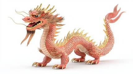 Fototapeta premium Traditional Chinese Dragon on White Background