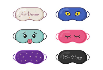Sleeping mask set.  Masks for dreaming. Vector illustration