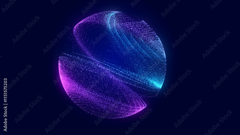 Poster abstract twisted, cosmic wormhole. technology background. data network. 3d rendering.