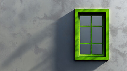 Fototapeta premium modern green window on grey house facade