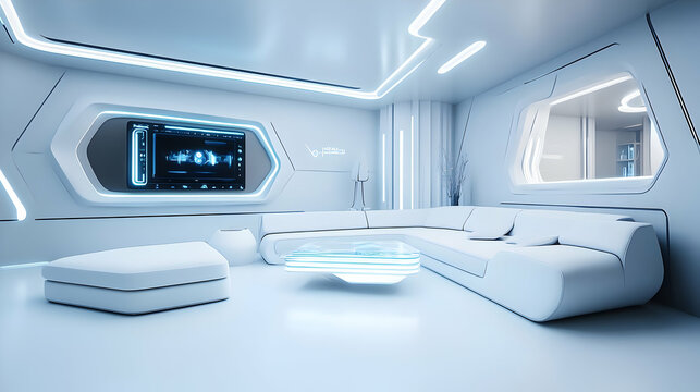 Futuristic Living Room: Modern Minimalist Interior Design