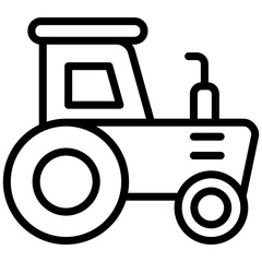 Tractor Icon, Black And White Outline Icon Symbol