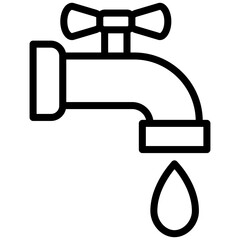 Water Tap Icon, Black And White Outline Icon Symbol