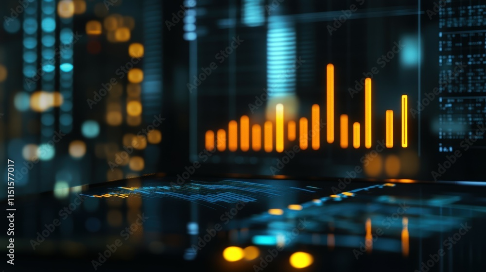 Poster abstract digital visualization of data with graphical elements and analytics