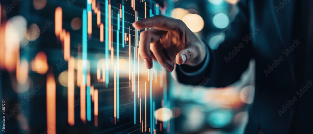 Aufkleber professional touch on digital financial graphs with data analysis background
