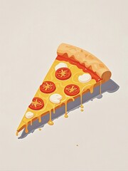 3D cartoon style pizza,food