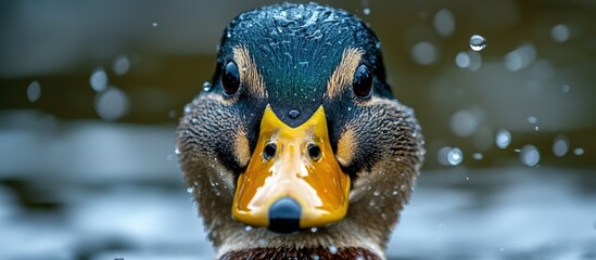 Obraz premium Close-up Portrait of a Duck: A Captivating Glimpse into Avian Beauty