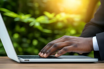 Laptop Hand Green Background Illustration