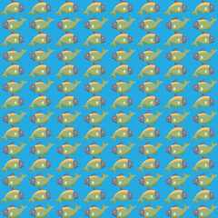 Bright and colorful fish design background in a seamless tile pattern. Perfect vector template for creative projects, wallpapers, and print materials.