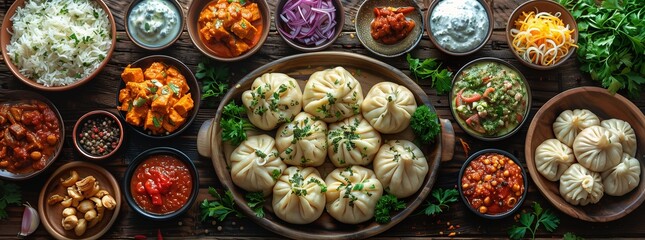 2 Witness the culinary craftsmanship of Khinkali with its tender lamb filling presented on a wooden tabletop enticingly captured from above in high-definition detail inviting you to partake in its 