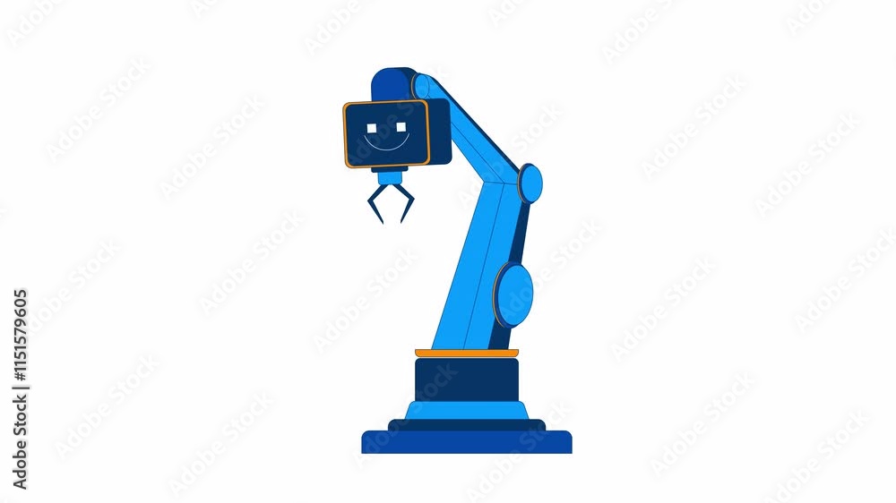 Poster ai robotic arm with gripper 2d object animation. factory automation. artificial intelligence manufac