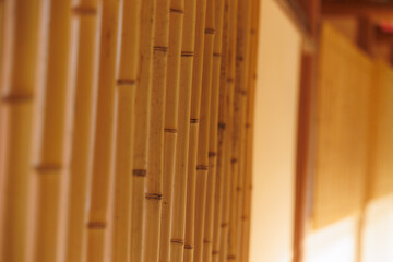 Japanese bamboo wooden wall panel grill window style old ancient texture pattern for background