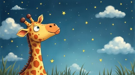 Curious Giraffe Gazing at the Stars