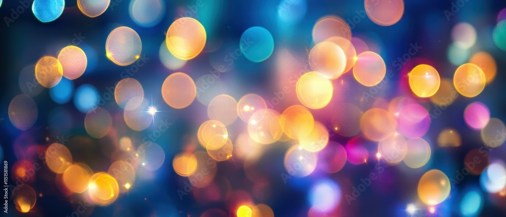 Poster beautiful colorful bokeh background with blurred lights for creative use