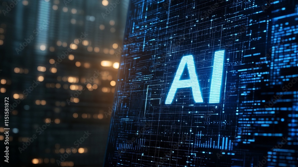 Poster a stock market trading scene enhanced by ai with virtual charts analytics and a digital assistant in