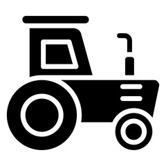 Tractor Icon, Black And White Glyph Icon Symbol