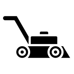 Lawn Mower Icon, Black And White Glyph Icon Symbol