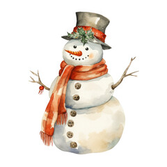 A Festive Snowman Wearing A Hat And Scarf