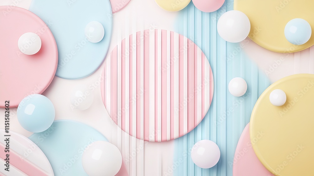 Poster soft pastel striped circles frame creating a subtle and elegant background design for creative proje