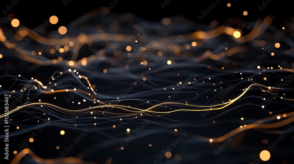 Poster abstract closeup of vibrant fiber optic lights in various colors creating a futuristic highspeed int