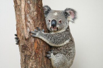 Naklejka premium a koala climbs a tree