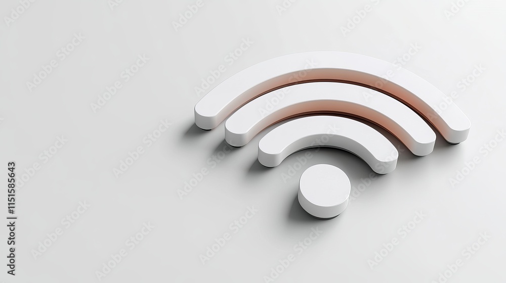 Poster digital illustration of a wifi signal icon surrounded by modern symbols of wireless technology empha