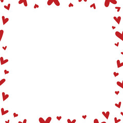 Cute red heart frame transparent background , vector illustration eps.