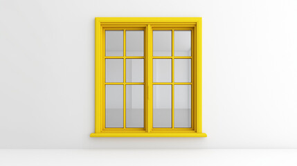 yellow  window on white  house facade