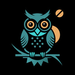 Mysterious Steampunk Owl Design with Gears and Moonlit Glow For T-shirt Design
