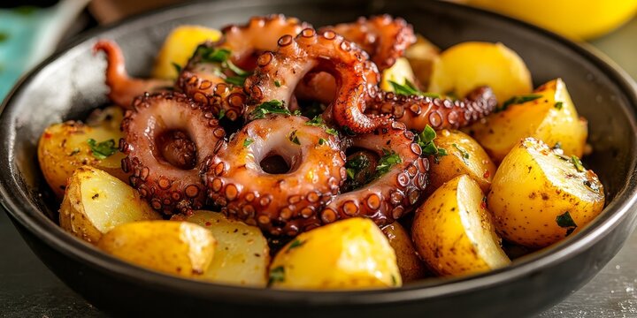 Delight in the flavors of insalata di polipo e patate, a classic Italian food dish featuring tender octopus and flavorful potatoes, perfect for any culinary occasion celebrating Italian food.