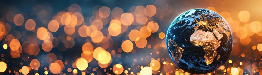 Global Sustainability Holographic Earth Bokeh Lights