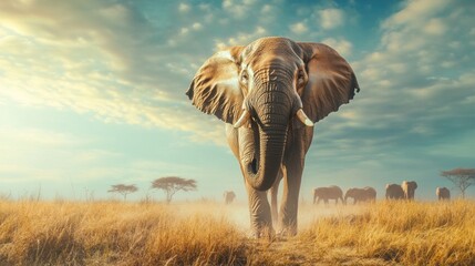 Fototapeta premium Majestic African Elephant in the Savannah