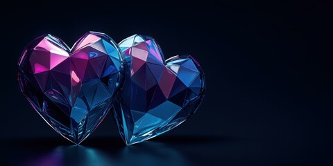 Fototapeta premium Intricate crystal hearts studio setting digital art dark background