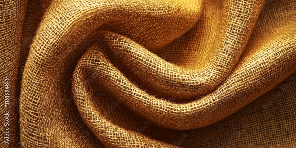 Poster closeup of a yellow brown fabric texture, showcasing the intricate details and patterns, ideal for u