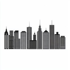 Fototapeta premium Minimalist City Skyline in Black and White