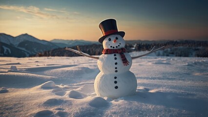 snowman on a snow